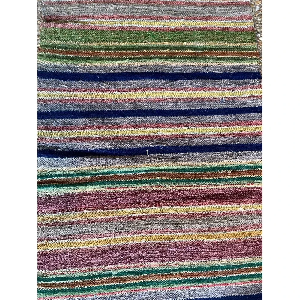 NOS Vintage 1940-50s Handmade Braided Wool Runner 21.5x134